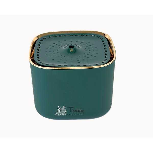 Teddy Exclusive Drinkfontein Bella – Ultra Stille Kattenfontein & Hondenfontein – 3L – BPA-vrij – Groen/Goud