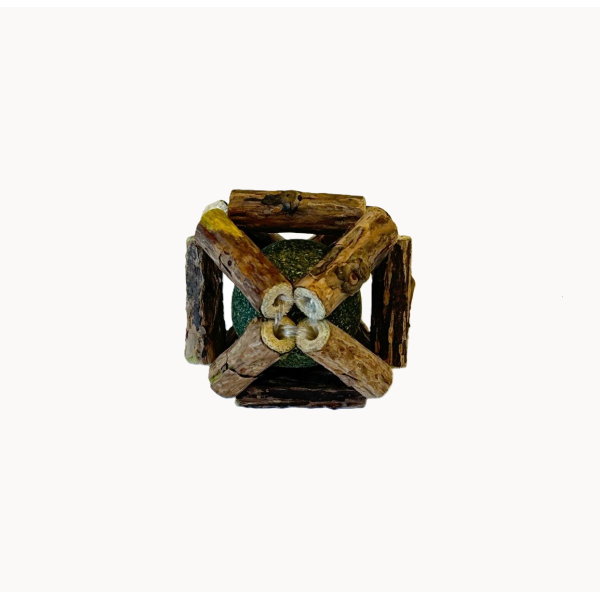 Teddy Exclusive Catnip Balletje Nora – Houten Kattenspeeltje met Catnip – Ø5 cm – Groen/Bruin – Natuurlijk & Duurzaam