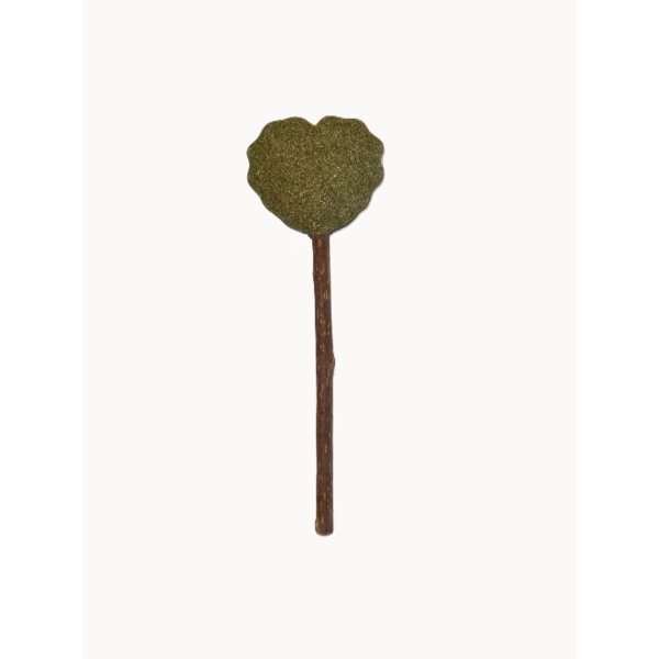 Teddy Exclusive Catnip Lolly Hart – Natuurlijk Kattenspeeltje met Matatabi – Bruin/Groen – Ø40 x L150 mm