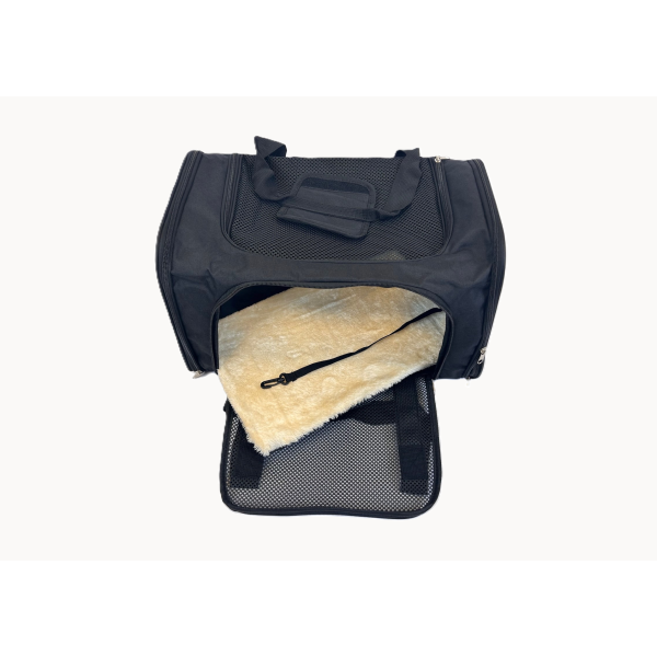 Simba Katten Reistas – Zwarte Draagtas voor Kat of Kleine Hond – 48x29x29 cm – Met Gaasvensters & Zacht Kussen