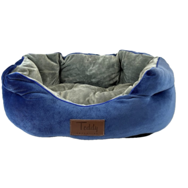 Teddy Exclusive Mand Shadow – Velvet Kattenmand Blauw met Uitneembaar Kussen – 50x40x15 cm – Ook voor Kleine Honden