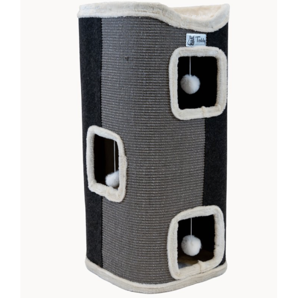 Teddy Exclusive Krabton Milo – Groot & Zacht – Grijs/Wit (H90 x Ø45 cm) – Ook geschikt voor grotere raskatten