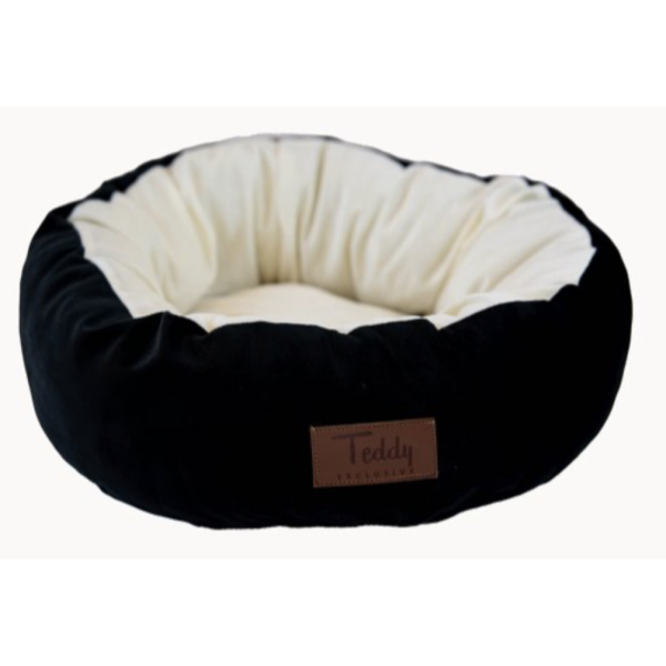 Teddy Exclusive Kattenmand Cleo – Rond & Zacht – Zwart (Ø40 x H12 cm)