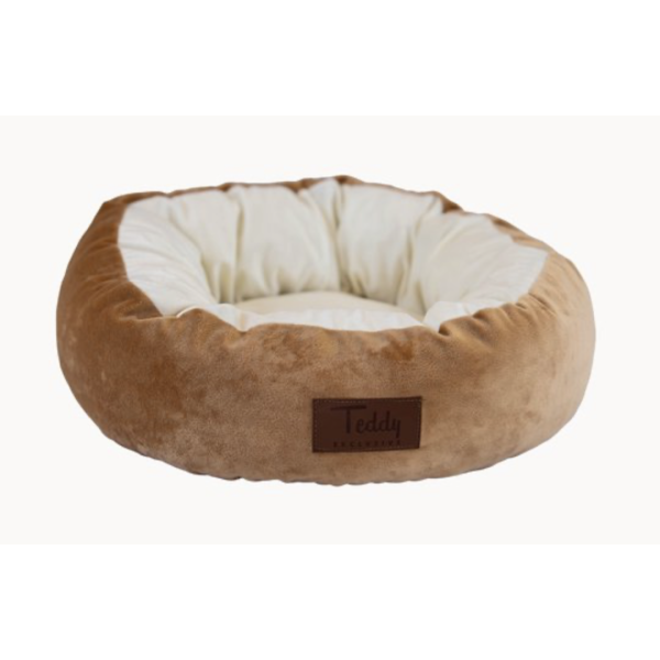 Teddy Exclusive Kattenmand Cleo – Rond & Zacht – Goud (Ø40 x H12 cm)